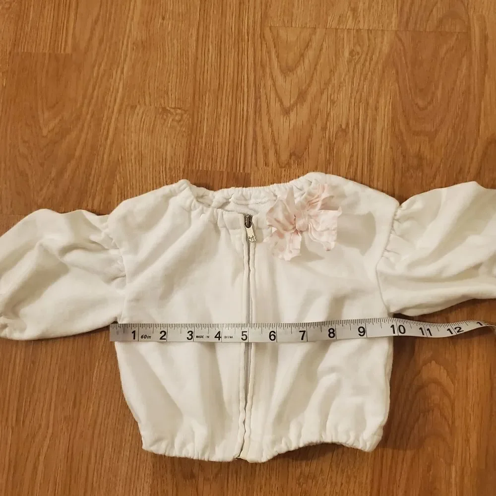Il Gufo White Balloon Sleeve Front Zip Jacket size 9 months